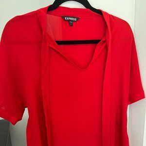 Express Red Short Sleeve Blouse, Size Small